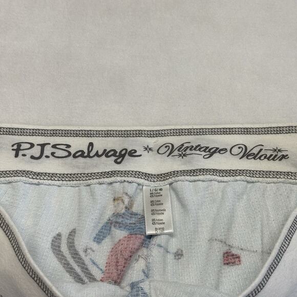 PJ Salvage Retro Ski Girls 2 pc. Vintage Velour Waffle Pajama Set Blue Size L - Picture 10 of 14